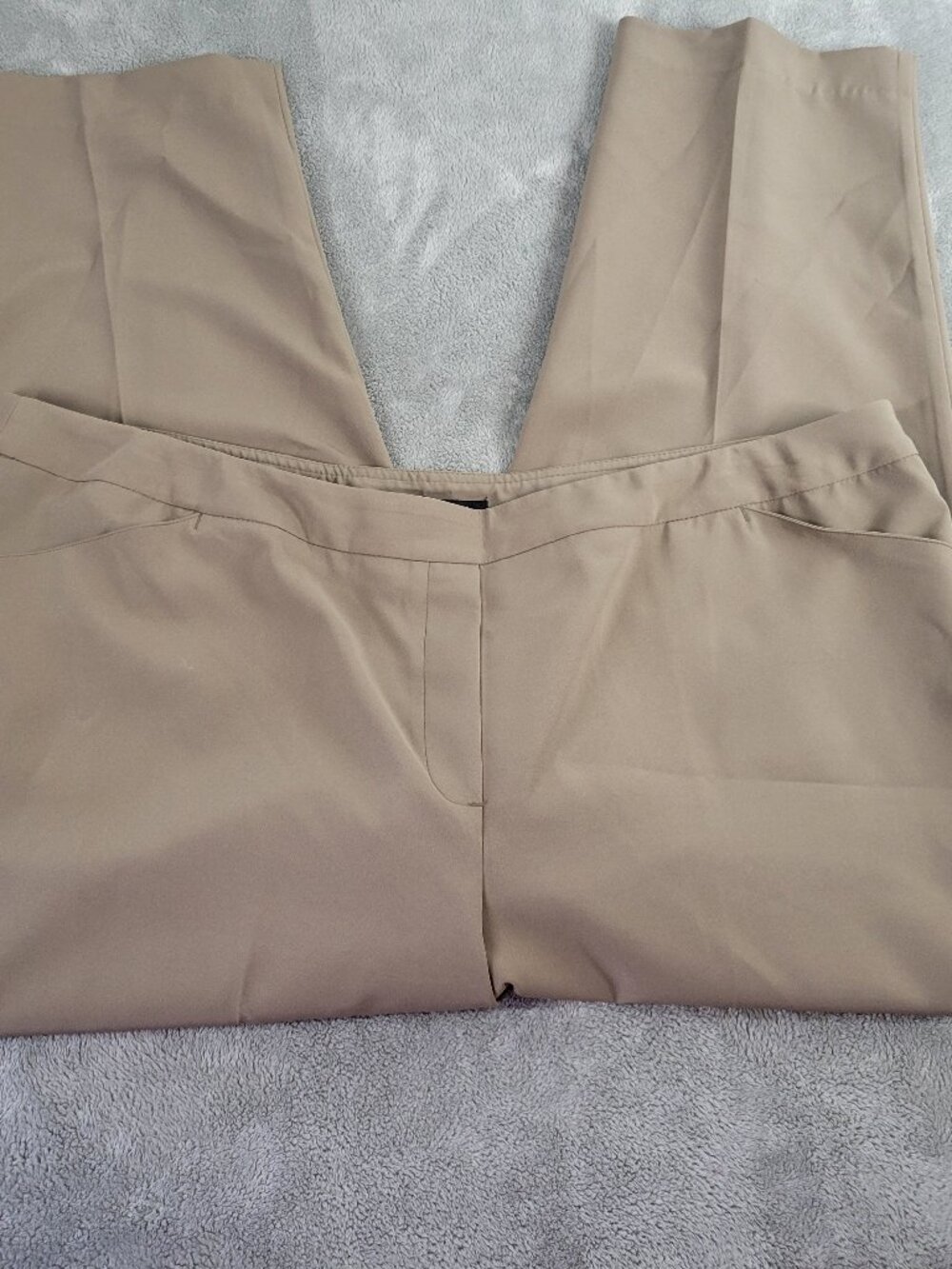 Zac & Rachel Tan Pants 20W Plus Pull On Elastic Waist Straight Leg Crop BRO24E